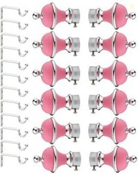 GLOXY Silver, Pink Rod Rail Bracket, Curtain Knobs, Curtain Hooks, Cur