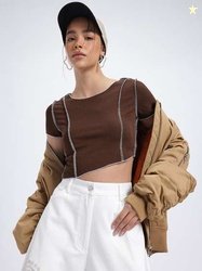 glitchez Unscripted Lines Ribbed Top