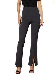barcino Grey Front Slit 4-Way Stretch Slim Pants