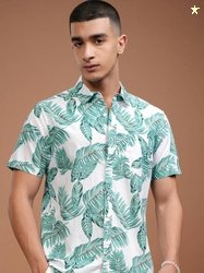 HIGHLANDER Men Slim Fit Printed Cut Away Collar Casual Shirt