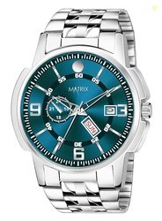 Matrix Black, Blue, White Dial, Day & Date Functioning, Stainless Stee