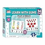 Ankit Toys & Games Learn with Sums Educational Jigsaw Puzzle for Kids – Addition & Subtraction 24 Self-Correcting Puzzle Set – 48 Pieces Early Learner Develops Math Skills Game for Children Ages 3+