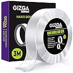 GIZGA essentials Nano Double Sided Tape, Multipurpose Super Sticky Gel Grip Mounting Tape, Washable, Reusable, No Residue, for Home & Office, 2mm thick, 1.2 Inch Wide, Transparent | 3 Meter