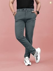 Flicfol Men Regular Fit Grey Polycotton Trousers