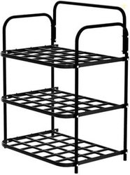 eumqestoer Durable Plastic & Metal Shoe Rack - 3-Tier Stackable Organi