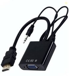 microware TV-out Cable 1080P HDMI to VGA Converter With 3.5mm Aux Audi