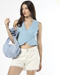 FYRE ROSE Women Checked Slim Fit Wrap Top