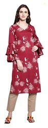 Rare Roots Women's Crepe Straight Kurta (RR134B-XXL, Red, XXL)