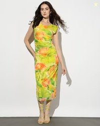 OUTRYT BY AZORTE Ruched Mesh Maxi Dress