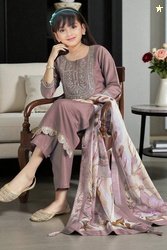 Spangel Fashion Girls Festive & Party Kurta and Trouser Set(Multicolor