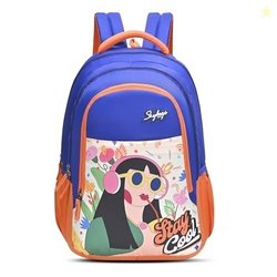 Skybags Blossom Blue Orange 36L School Bag for Girls, Backpack for Kid