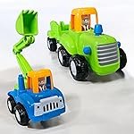 Stylbase Friction Powered Pull Back Vehicles for Kids Toys | Unbreakable Bulldozer Tractor and Trolley Toys for Kids | Push and Go Toy Set for Boys & Girls 3+ Years (Pack of 3)