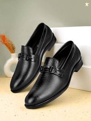 NARKI Black Loafers for Men Formal Stylish Party Wear Shoes Without La