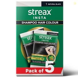 Streax Insta Shampoo Hair Colour for Women and Men, Natural Black - Pa