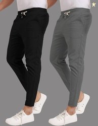 Yazole Pack of 2 Men Solid Black, Grey Track Pants