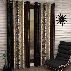 Home Sizzler Abstract 2 Piece Eyelet Polyester Door Curtain Set - 7ft,