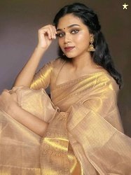 VILLAGIUS Embellished Banarasi Handloom Tissue, Pure Silk Saree(Beige)