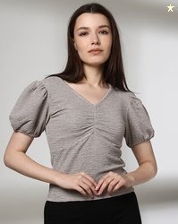 FIG FOR TRENDS SELECT Women Patterned V-Neck Crop Top