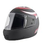 Sage Square Audi Kimi Full Face Helmet | ISI Certified | Clear Visor | Comfort Inner Padding | Designed for Extra Comfort & Style (Black Matte-Red Decal)