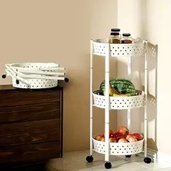 Lifelong Alloy Steel Kitchen Storage Rack|3-Layer Baskets|Foldable & R