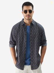 The Souled Store Geometric Printed Pure Cotton Casual Relaxed Fit Shir