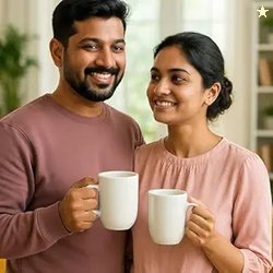 Porcelain Ceramic Coffee Mugs Set of 2 | Elegant White Coffee Mug Set