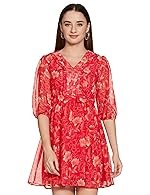 KETCH Women Skater Above Knee Regular Fit Printed Threeforth Sleeve Dress