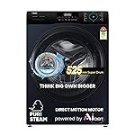 Haier 9 Kg 5 Star Powered by AI-DBT with Direct Drive Technology, PuriSteam, 525mm Super Drum Fully Automatic Front Load Washing Machine (EFL90-DM14IBIEBK,In-Built Heater,Steel Drum,Black)