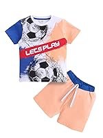 LITTLE NINJA Pure Cotton Knee Length Half Sleeve Football Printed Tee & Shorts Set – Peach 0-6M