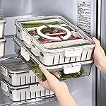 Divided Fridge Storage Boxes With 4 Serving Veggie Tray with Lid & Handle, Fridge Organizer with Removable Compartment, Fridge Storage Containers, Pantry Organizer Kitchen Accessories, 1 Piece