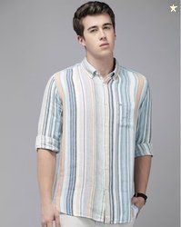 THE BEAR HOUSE Striped Slim Fit Shirt with Patch Pocket