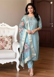 LIZORD FAB Afghani Kurta, Salwar & Dupatta Set Embroidered Kurta, Trou
