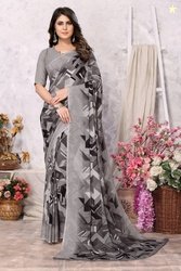 YASHIKA Dyed Daily Wear Georgette Saree(Grey)