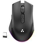 Ambrane Wireless & Bluetooth Mouse with 2.4 GHz & BT 5.3 || 7 Buttons, Rechargeable, 600 Adjustable DPI || Connect 3 Devices, Ergonomic Design for Laptop, Smartphone, Tablet (Sliq Glow, Black)