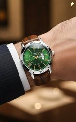 homt Fashion Luxury Round Green dial leather belt Smart Analog Watch -