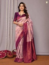 AVANTIKA FASHION Woven Kanjivaram Pure Silk, Art Silk Saree(Pink, Purp