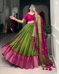 RADHVI BIZ Self Design Semi Stitched Lehenga Choli(Pink)