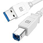 Portronics PrintLink 1.5 Printer Cable with USB Type-A to USB Type-B Male Connectors, 1.5 Meters / 5 Ft Long, High-Speed Transfer Cord for Printers & Scanners (White)