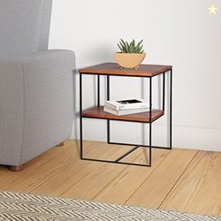 Amazon Brand - Solimo Gunay Durable Square Side Table, with 2 Storage