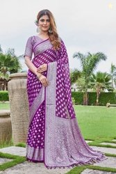 FINE WEAR Woven Banarasi Georgette, Jacquard Saree(Purple)