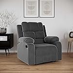 Solimo Perfect Loung Velvet Fabric | Single Seater Sofa Recliner | Manual Recliner (Velvet Fabric_Grey)