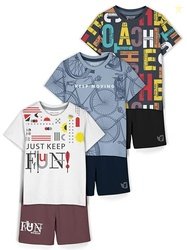 HELLCAT Boys Dress Clothing Set Combo with Tshirts & Shorts - Pack 3
