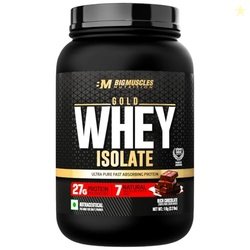 Bigmuscles Nutrition Gold Whey Isolate (1kg, Rich Chocolate) | 27g Whe