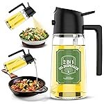 Oil Spray Bottle for Cooking, Premium Glass 2 in 1 Oil Dispenser for Kitchen, Food Grade Oil Sprayer Containers with Nozzle, Oil Bottle for Air Fryer, Roasting and Frying 500 ML (Multicolour)