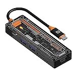 Portronics MPort View Two 6-in-1 USB Type-C Hub Dock,100 W Type-C PD&Data, USB 3.0 SuperSpeed, USB 2.0,SD and Micro SD, 4K HDMI,Transparent Case for Laptop, PC & More(Black)