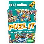 Hasbro Gaming Puzl It Game,Competitive Puzzle Card for Ages 7 and Up, Kids,Family for 2 to 6 Players, Pizza Party Theme, Puzzle Games