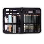 42 Pcs Professional Drawing Sketching Artist Art Tool Kit Art Supplies for Sketching Pencil Shading-Gift for Kids Adults Beginner,Graphite Charcoal Pencils Set for Artists (Black),Medium