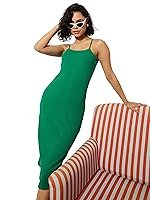 Black Rib Strappy Slip-on Dress