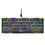 Ant Esports MK1300 V2 Portable 60 Percent Mechanical Keyboard, Compact 61 Keys Mini Gaming Keyboard for PC/Mac Gamer Switchable Colorful RGB Backlit Software, Swappable Switch – Red Switch â Black