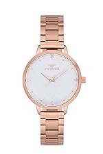 Ferro Analog Crystals Studded Round Dial Women’s Watch with Bracelet Strap